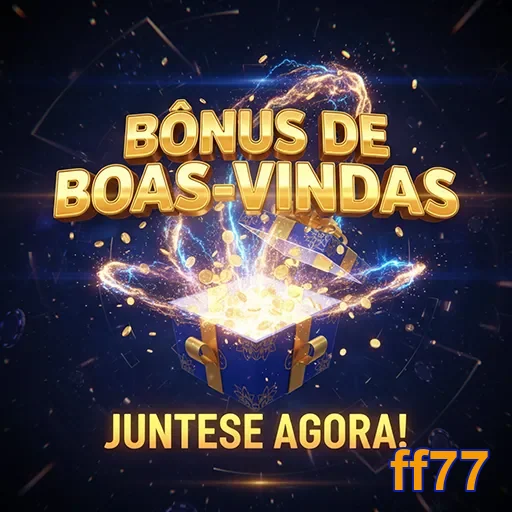 Imagem de bônus de boas-vindas do site ff77, apresentando uma oferta atrativa para novos usuários.
